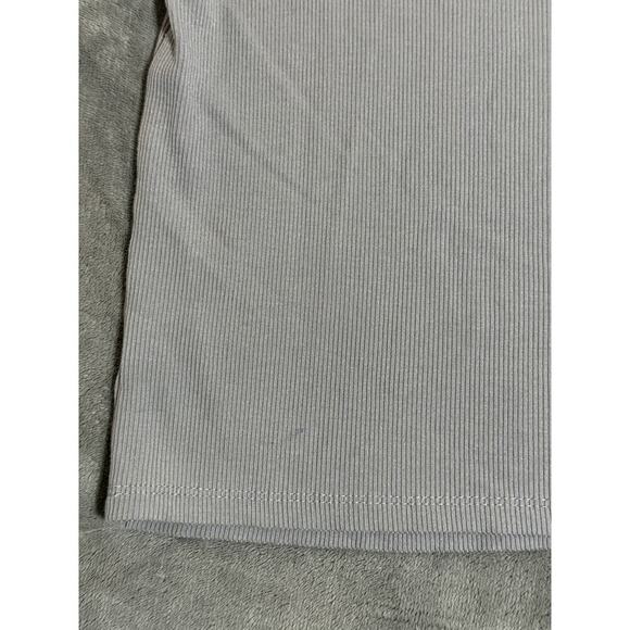 Olive & Oak Size Large Ribbed Cropped Crew Neck Shirt Gray Modal Spandex Blend‎ - Picture 6 of 7